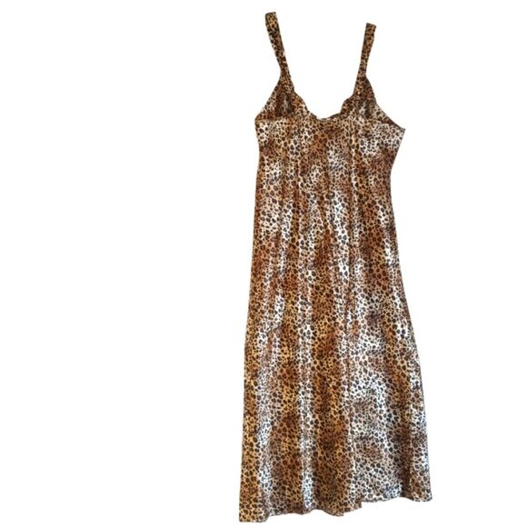 Plus Size Leopard Print Satin Fabric Slip Dress 1X - Picture 6 of 8